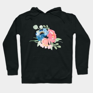 Florals watercolor blush pink and dusty blue Hoodie